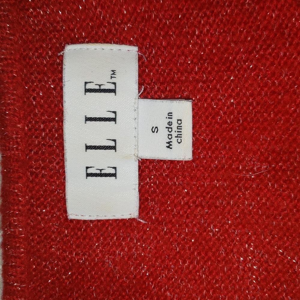Elle Pullover Red Sweater Silver Sparkles Small - Picture 9 of 12